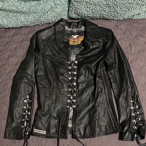 Harley-Davidson Black Leather Corset Jacket